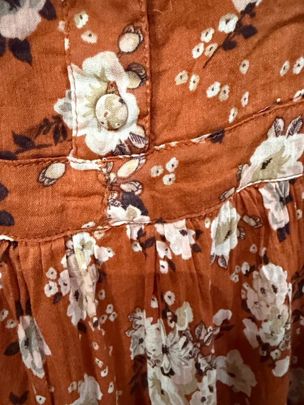 Rust Floral Spaghetti-Strap Dress